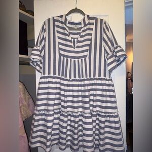 Entro Blue and White Striped Dress
